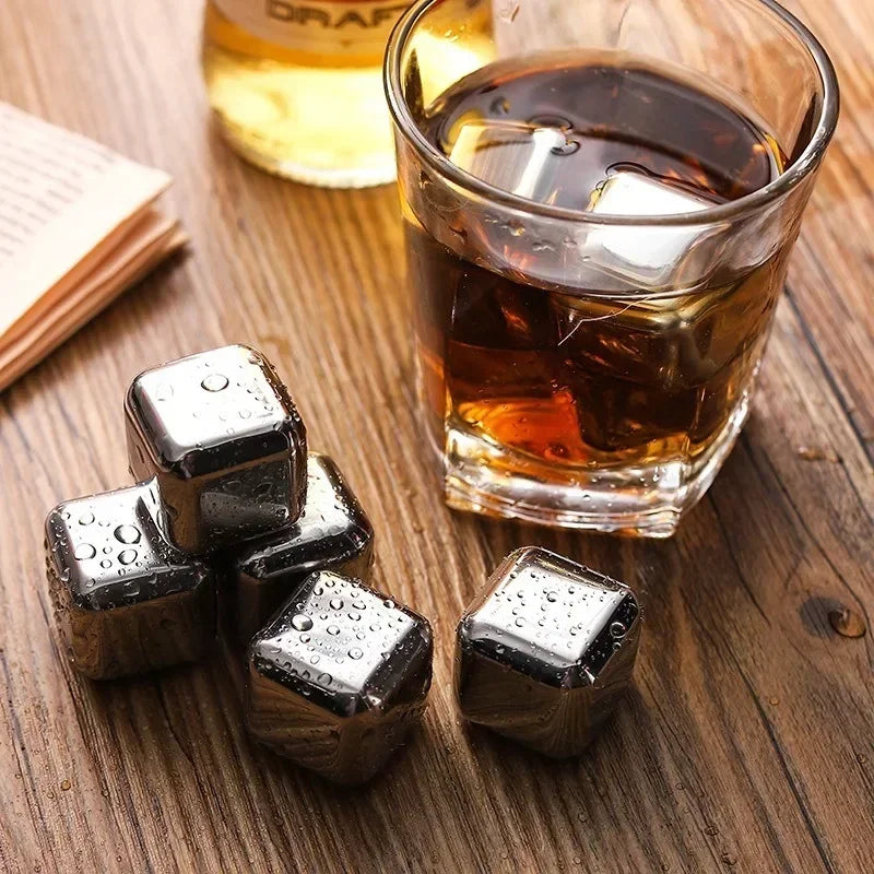 Stainless Steel Whiskey Stones Set - Reusable Chilling Cubes