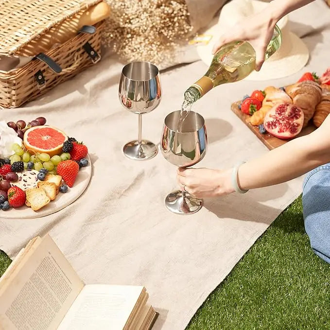 Unbreakable Stainless Steel Wine Glass Set - Up to 500ML