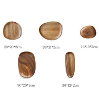 Walnut & Acacia Wooden Serving Plate - Irregular Oval Dinner Tray