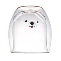 Double-Walled Animal Glass Mug - 250ml Cute Coffee Cup