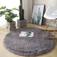Modern Round Plush Area Rug - Soft Non-Slip Bedroom Carpet