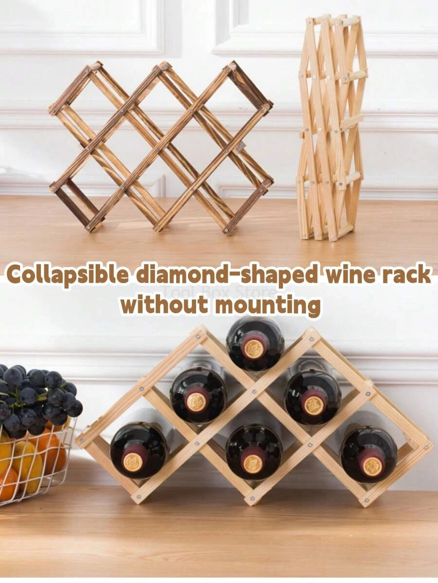 Wooden Wine Rack Stand - Multi-Bottle Pine Storage Organizer