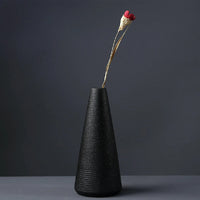 Minimalist Black Ceramic Bud Vase - Japanese Inspired Decor