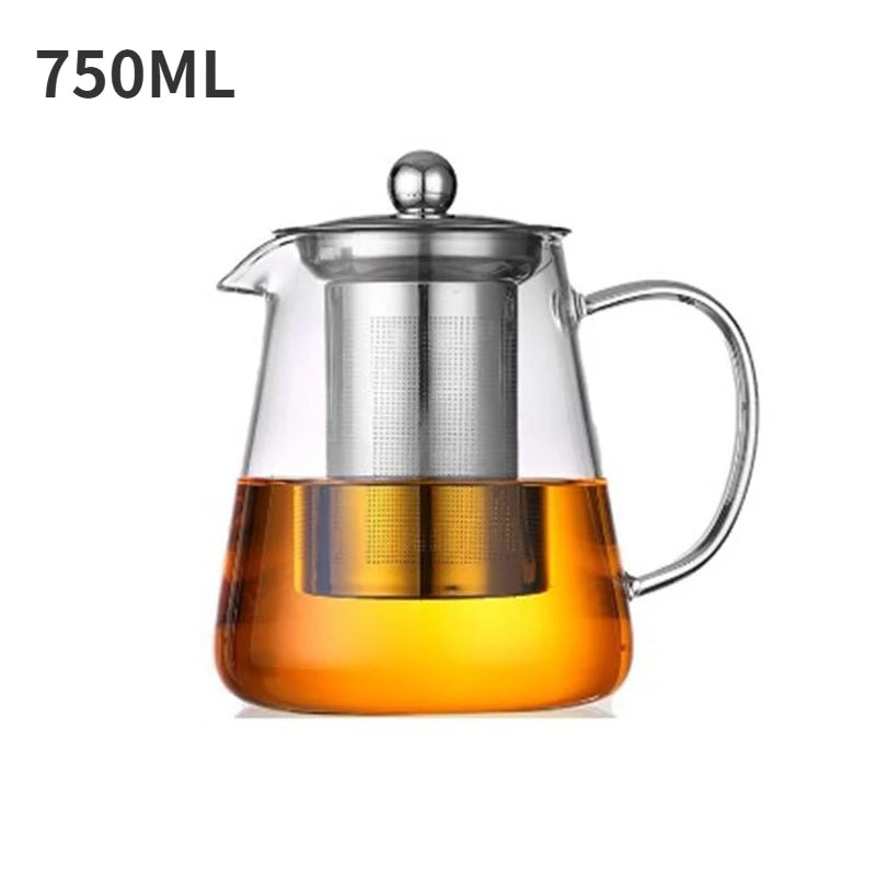 Heat-Resistant Glass Teapot - Stainless Steel Infuser Tea Pot