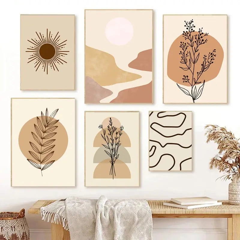 Matisse Inspired Botanical Canvas Wall Art - Modern Boho Landscape Print