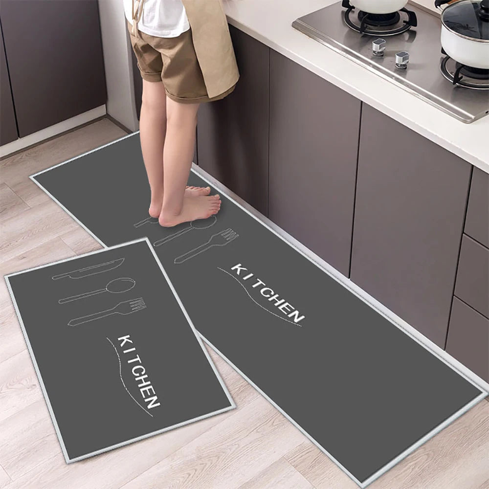 Soft Washable Kitchen Runner Rug - Anti-Slip Hallway and Entry Mat
