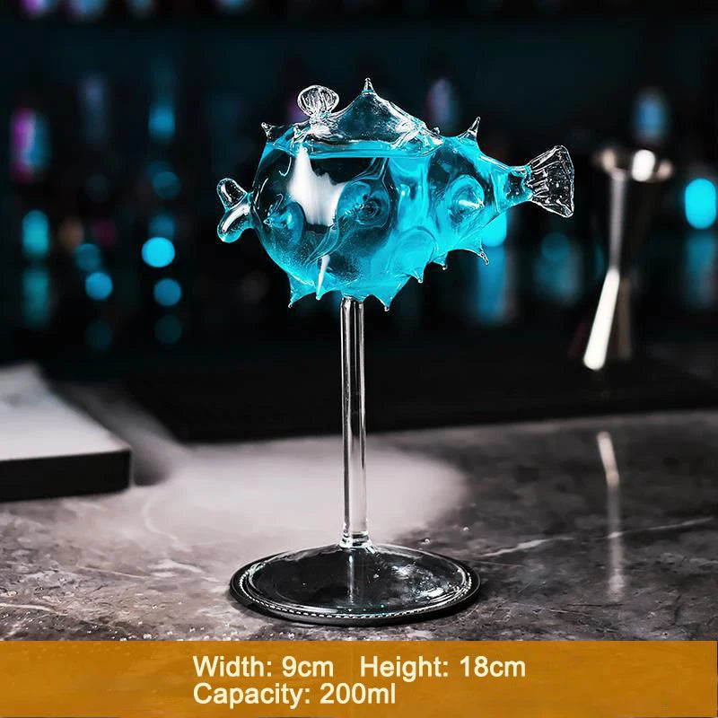 Artistic Fish and Octopus Cocktail Goblet
