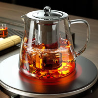 Heat-Resistant Glass Teapot - Stainless Steel Infuser Tea Pot