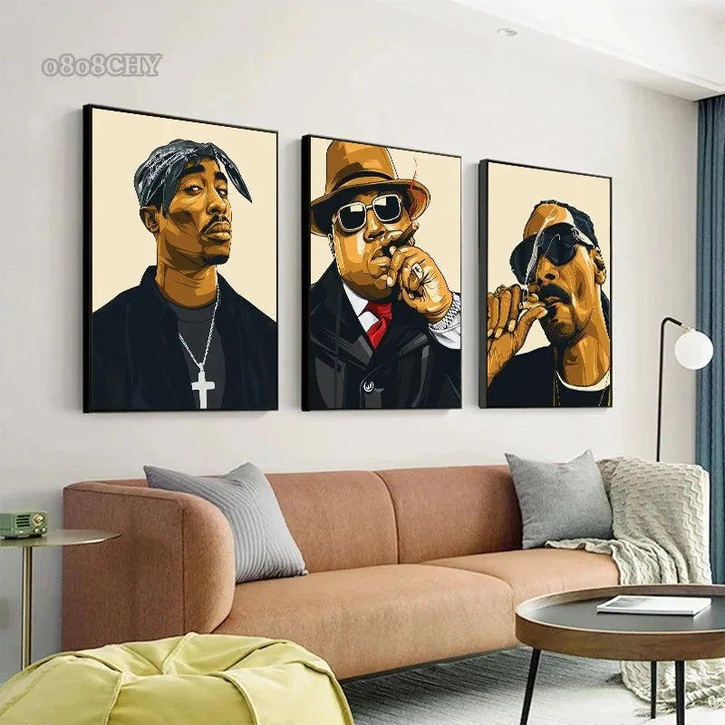 West Coast Rappers Canvas Wall Art - Hip Hop Poster Print