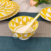 Geometric Bone China Dinner Plate Set - Elegant European Tableware