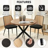 Round Dining Table Set with Rattan Chairs - Modern 4-Chair Set