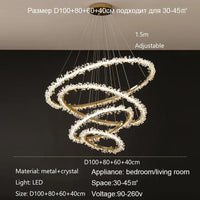 Dimmable Crystal Ring Chandelier - Modern LED Pendant Ceiling Light