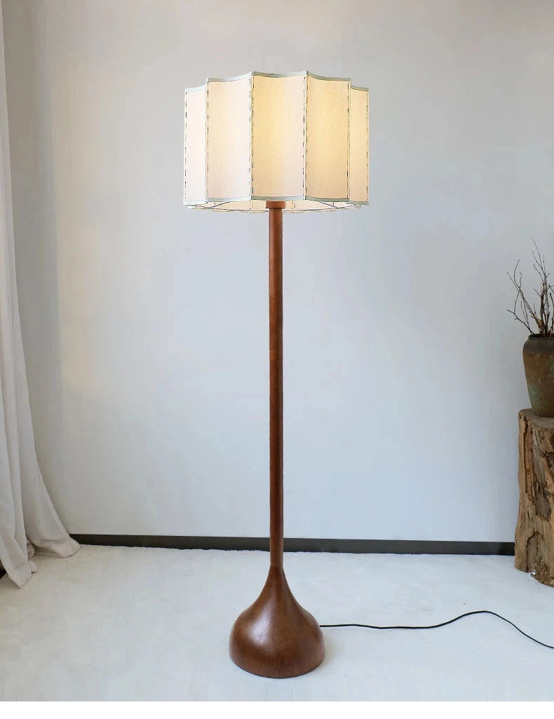 Wabi-Sabi Solid Wood Floor Lamp - Minimalist LED Accent Light