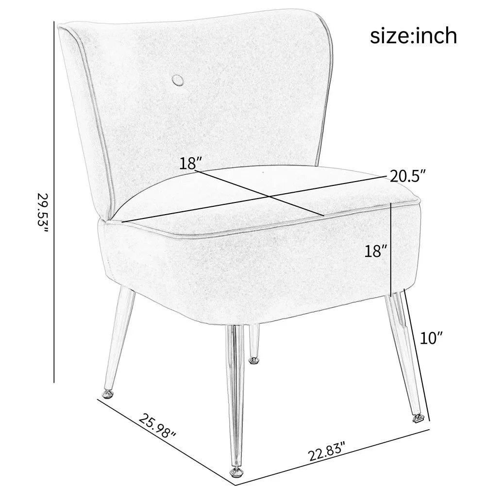 Upholstered Side Chair - Fabric Accent Seating for Bedroom or Lounge
