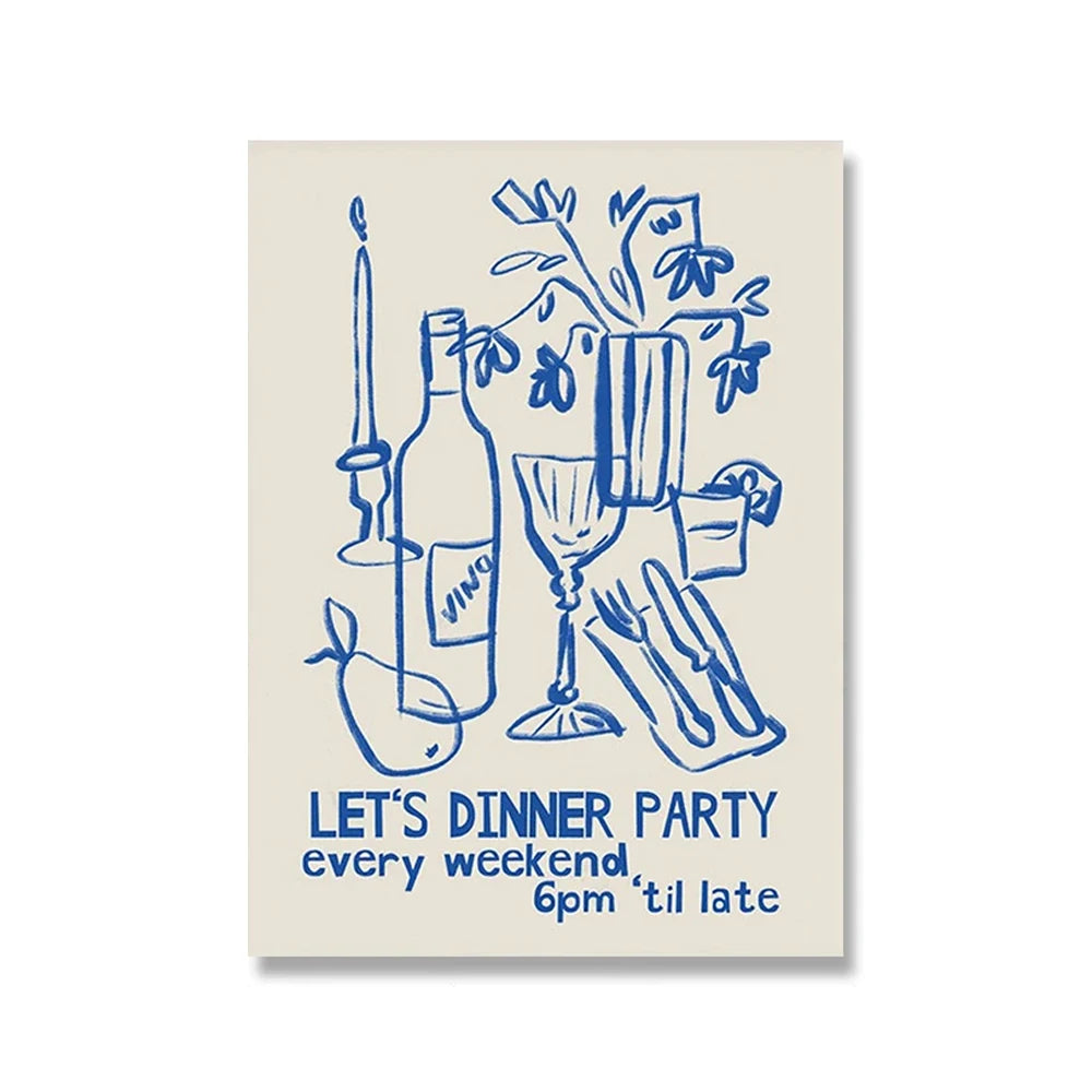 Wine and Cheese Canvas Wall Art - Modern Kitchen and Bar Print