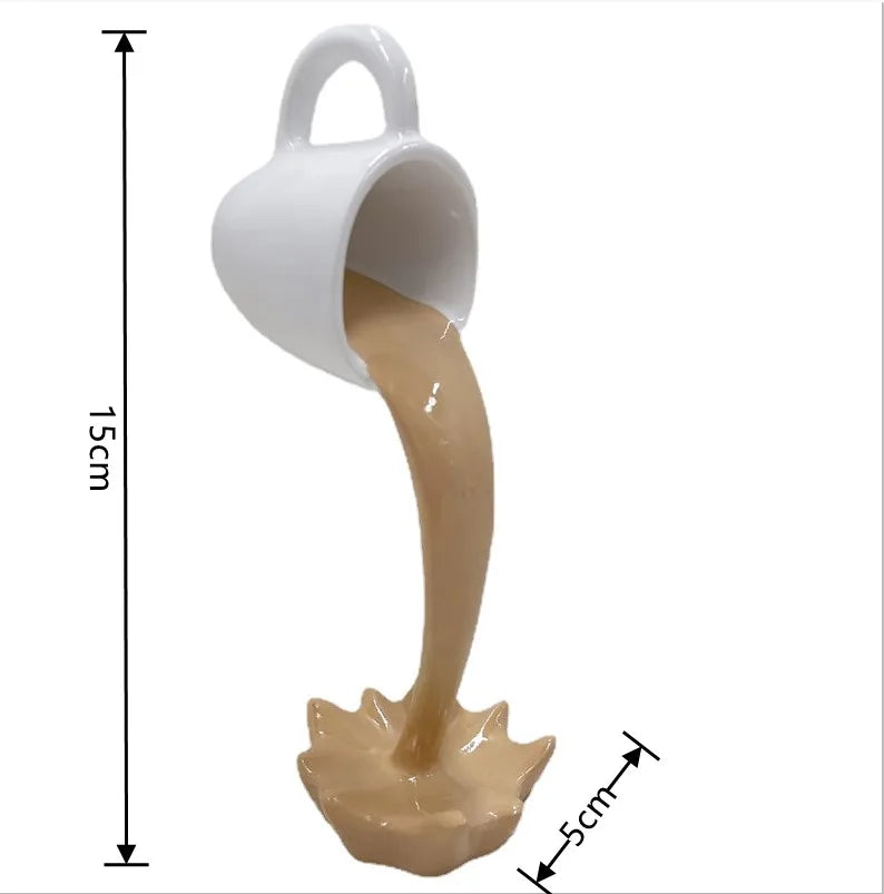 Floating Coffee Cup Sculpture - Whimsical Kitchen Accent Decor