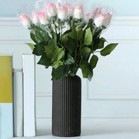 Striped Decorative Vase - Ceramic Look Floral Display Accent