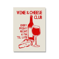 Wine and Cheese Canvas Wall Art - Modern Kitchen and Bar Print