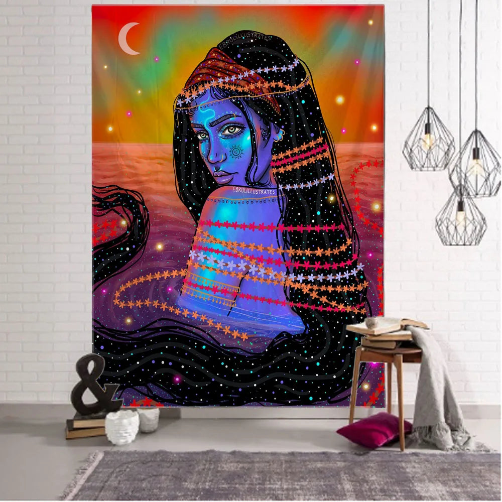 Psychedelic Hippie Wall Tapestry - Large Mystic Room Decor