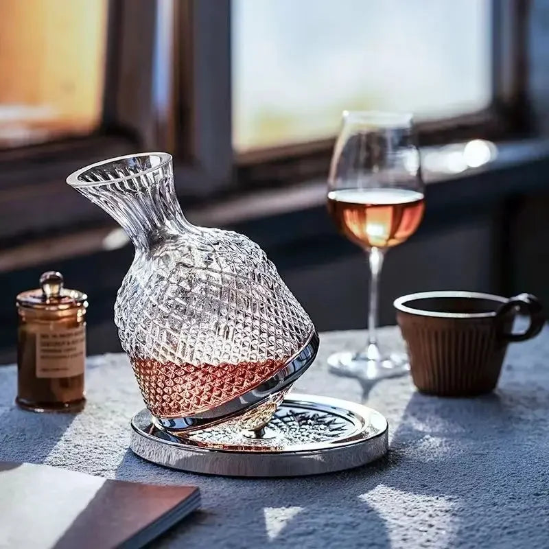 Rotating Crystal Whiskey Decanter - 1500ML Luxury Bar Carafe