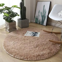 Modern Round Plush Area Rug - Soft Non-Slip Bedroom Carpet
