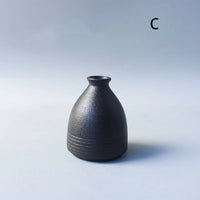 Minimalist Black Ceramic Bud Vase - Japanese Inspired Decor