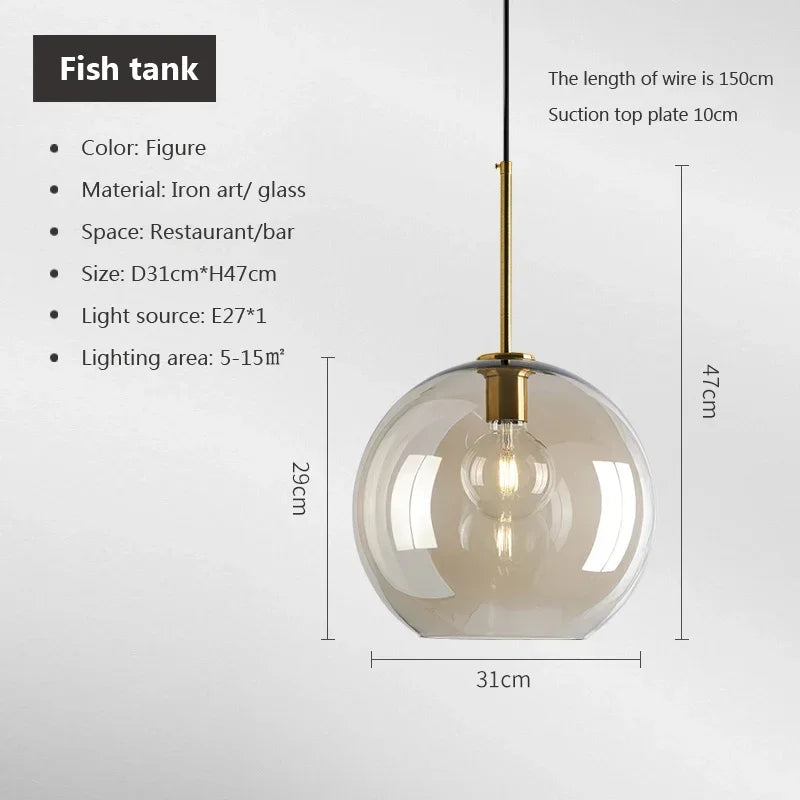 Nordic Glass Pendant Light - Industrial Loft Hanging Lamp