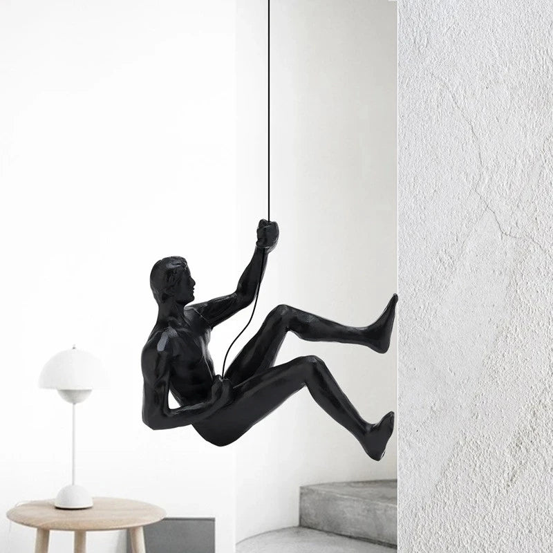 Industrial Climbing Man Wall Sculpture - Retro Resin Accent Decor
