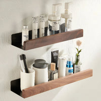 Black Walnut Wall-Mounted Bathroom Shelf