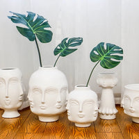 Nordic Face Ceramic Vase - Artistic White Decorative Accent