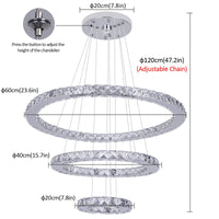 Remote Control Crystal Pendant Chandelier - Smart LED Hanging Light