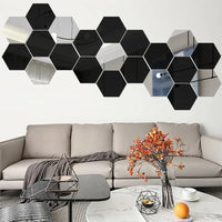 Hexagon Acrylic Mirror Wall Sticker Set - Self-Adhesive Decor