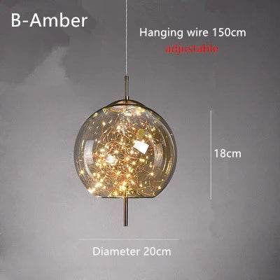 Luxury Glass Bedside Chandelier - Nordic Long-Line Pendant Light