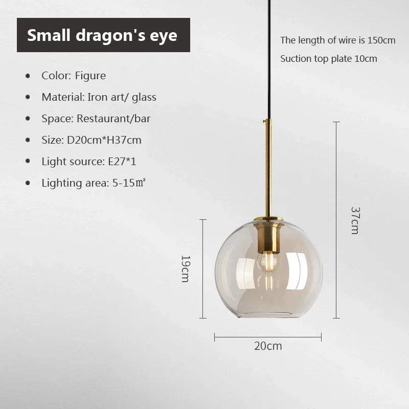 Nordic Glass Pendant Light - Industrial Loft Hanging Lamp
