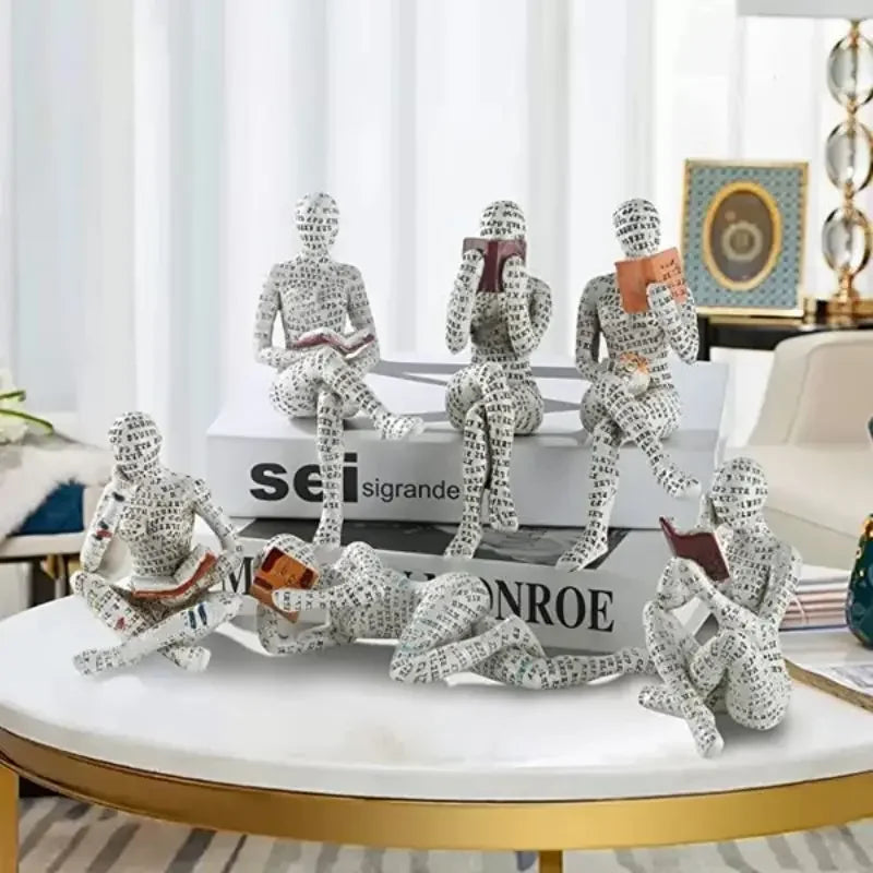Reading Woman Thinker Statue - Nordic Resin Book Lover Decor