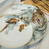 European Jungle Dinnerware Set - Ceramic Steak Plate and Coffee Cup Collection