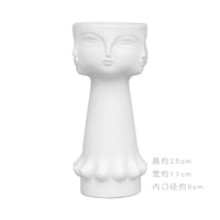Nordic Face Ceramic Vase - Artistic White Decorative Accent