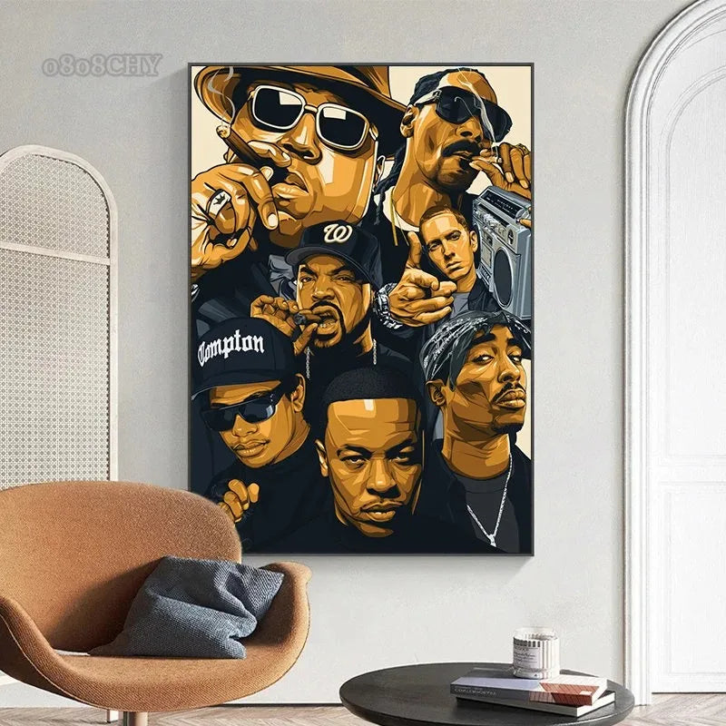 West Coast Rappers Canvas Wall Art - Hip Hop Poster Print
