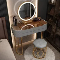 Luxury Makeup Vanity Desk - LED Mirror Dressing Table with Storage