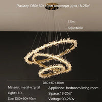 Dimmable Crystal Ring Chandelier - Modern LED Pendant Ceiling Light