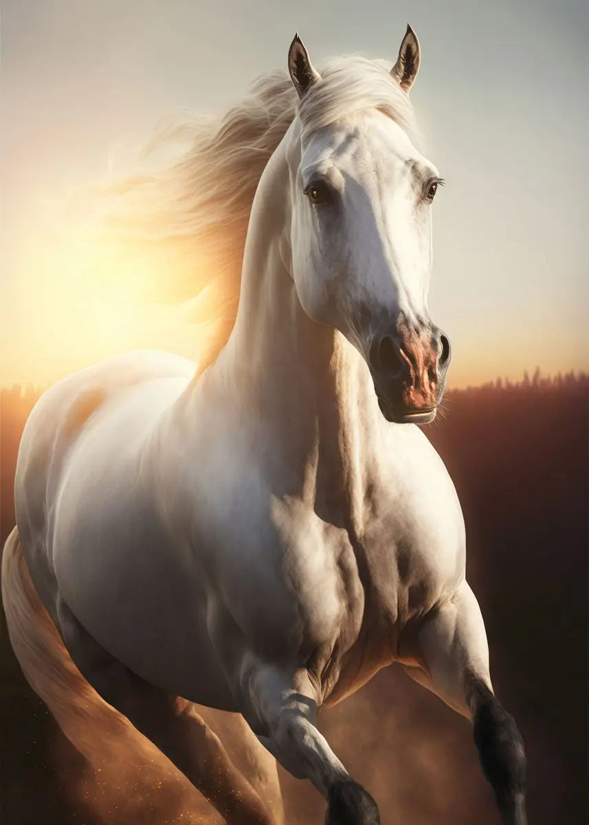 Black and White Wild Horses Canvas Wall Art - Modern Animal Print