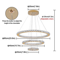 Remote Control Crystal Pendant Chandelier - Smart LED Hanging Light