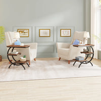 C-Shaped End Table - Industrial Three-Tier Storage Side Table