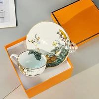 European Jungle Dinnerware Set - Ceramic Steak Plate and Coffee Cup Collection