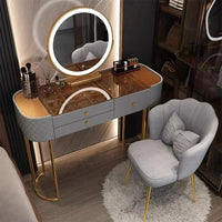 Luxury Makeup Vanity Desk - LED Mirror Dressing Table with Storage