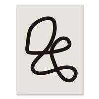 Abstract Boho Geometric Canvas Wall Art - Black and Beige Line Print