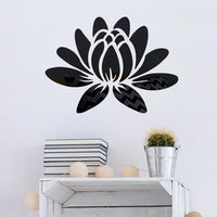 Lotus 3D Acrylic Mirror Wall Sticker - Reflective DIY Decor