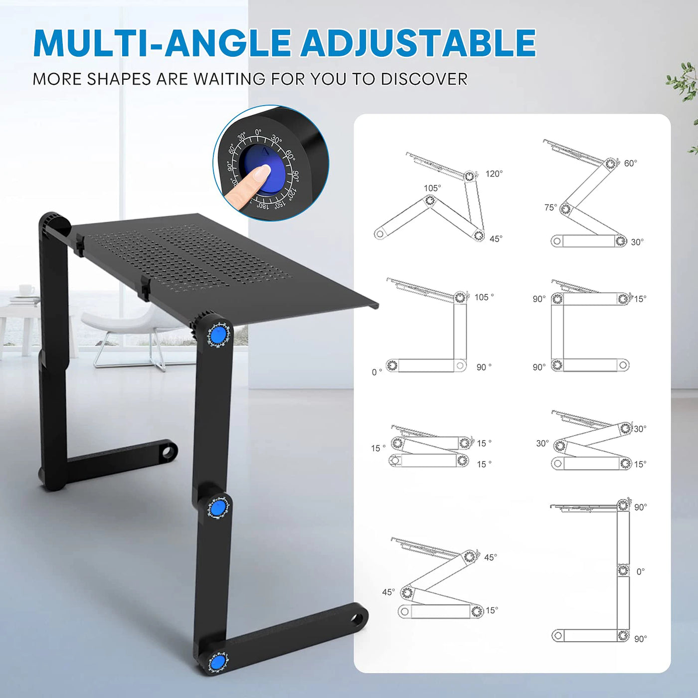 Adjustable Aluminum Laptop Stand Desk - Portable Lap Desk with Mouse Pad