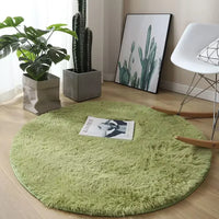 Modern Round Plush Area Rug - Soft Non-Slip Bedroom Carpet