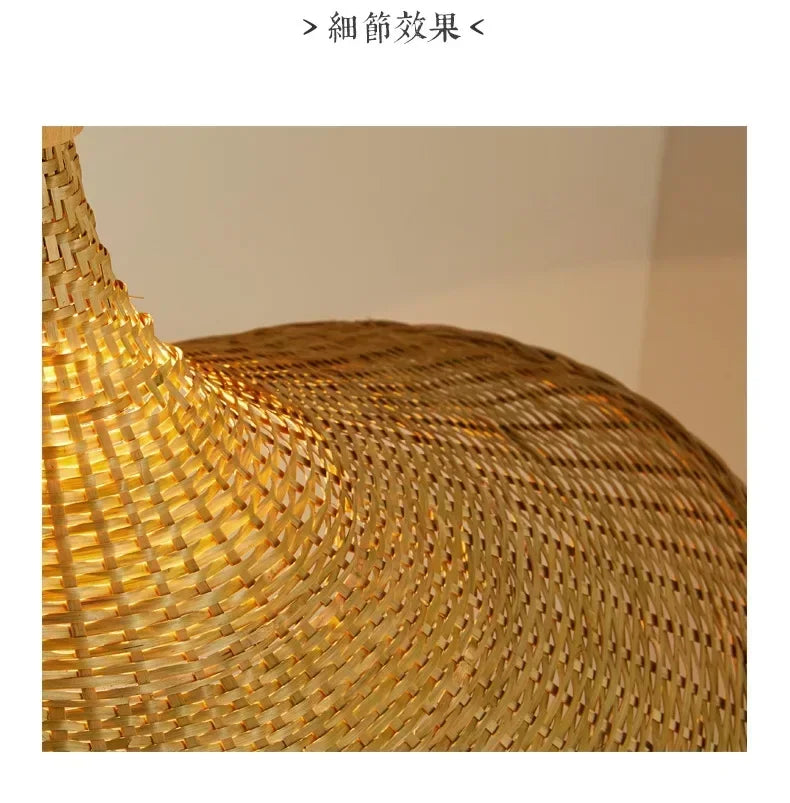Handwoven Bamboo Rattan Pendant Light - Natural Wicker Ceiling Lamp